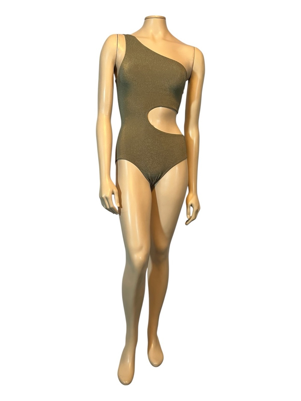 Zadig & Voltaire crinkle gold one shoulder cutout swimsuit One-Piece